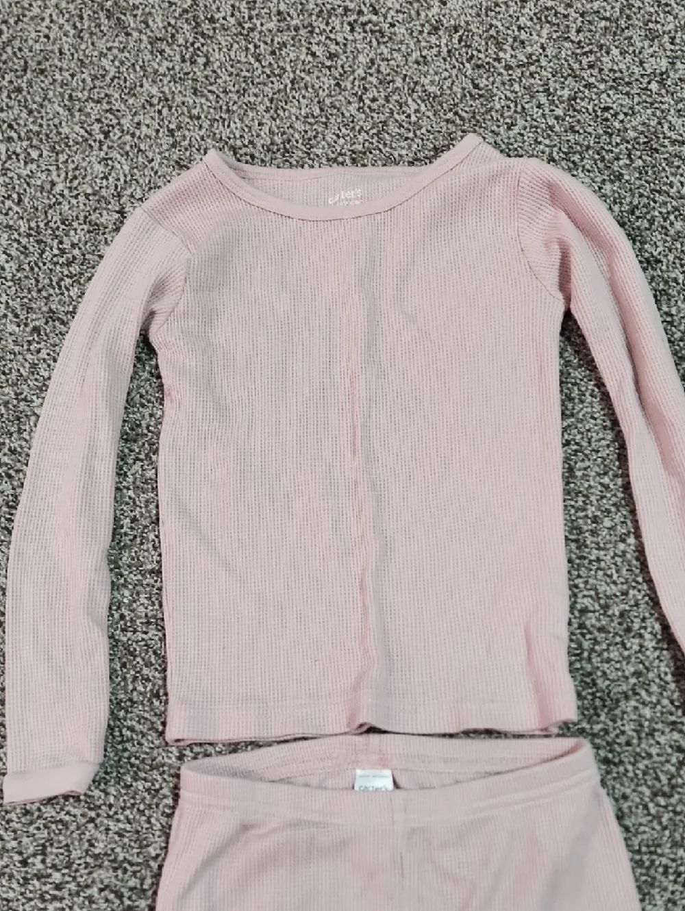 Carter's Girls Ribbed Long Sleeve Pajama Set in Light Pink